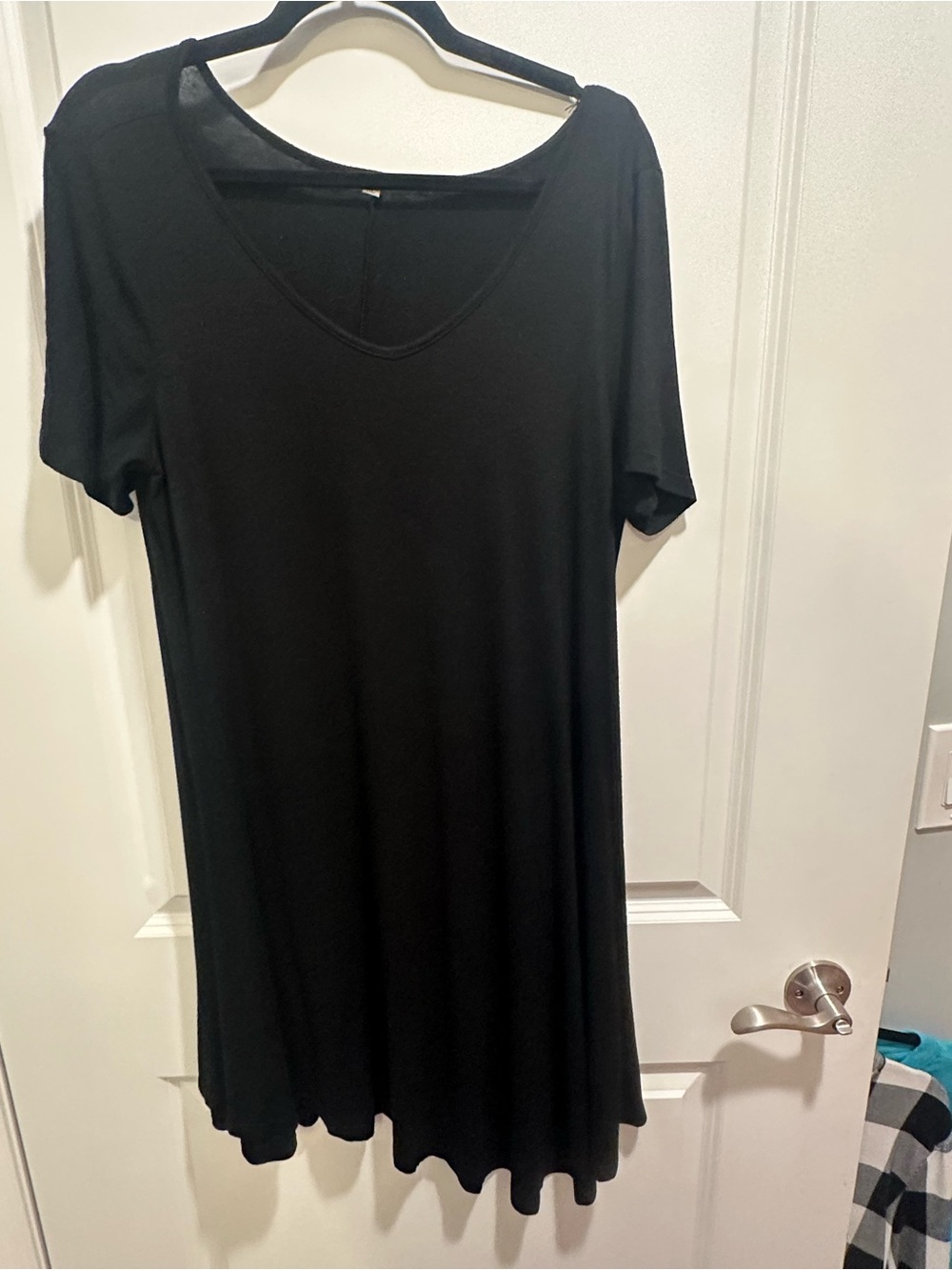 Black T-Shirt Dress XL | Above Knee | Short Sleeve | Flowy Swing Dress
